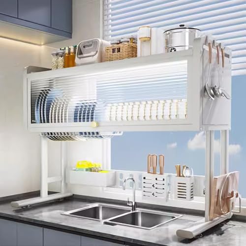 SXSLTSA Große Kapazität über dem Schranktür-Design Abtropfgestell Platzsparend Stabile Saugnäpfe Basis Bianco 65 cm/24 Ideal für die Aufbewahrung in der Küche von SXSLTSA