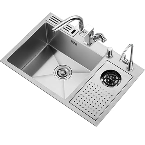 SXSLTSA Küche Edelstahl mit Wasserablauf Kanalrohr Tasse Waschmaschine Einlass Roboter Wasserhahn (70 * 46CM) von SXSLTSA