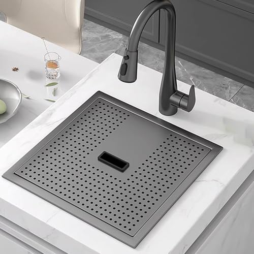 SXSLTSA Schwarze Küche mit Abdeckung, versteckter Einzelschüssel, Bar, Unterbau, ausziehbarer Wasserhahn, inklusive Zubehör (45 x 45 x 22 cm) von SXSLTSA