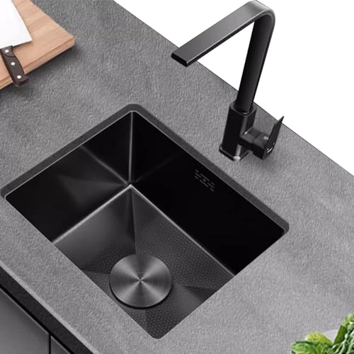 SXSLTSA Schwarzer Edelstahl-Kaffee-Wasserhahn mit integrierter Einzelschüssel, kleine Bar (38 x 30 x 21,5 cm) von SXSLTSA
