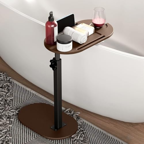 SXSLTSA Verstellbarer C-förmiger Beistelltisch, drehbar, für Telefonhalter, Laptop-Ständer, modern, klein, für Wohnzimmer, Schlafzimmer, Badezimmer – Braun von SXSLTSA