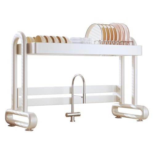 SXSLTSA Verstellbarer Geschirrständer aus Edelstahl Abtropfgestell für effizientes Trocknen, platzsparendes Design mit Schwammhalter von SXSLTSA