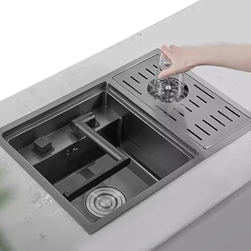 Schwarz Versteckt Mit Deckel Bar Tasse Waschmaschine Küche Einzel Schüssel 304 Edelstahl Faltbare Wasserhahn von SXSLTSA