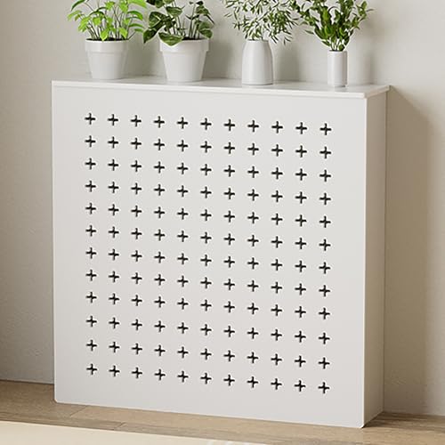 Heizkörperabdeckung, Heizkörperverkleidung Landhausstil, Heizkörperverkleidung Modern Vertikal Lamell Weiß Lackiert Schrank Heizkörper Abdeckung für Wohnzimmer/Schlafzimmer/Küche(70*90*15cm/27.5*35.4* von SXSYTR