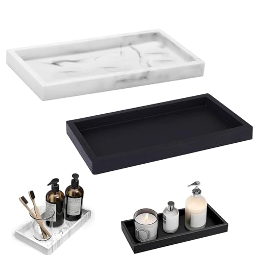 2 Stück Badezimmer Tablett, Deko Tablett Schmuck Tablett Deko Schale Silikon Badezimmertablett Rechteckig Platte Tablett für Schmuck Kerzen Handtuch von SXTDKMJ
