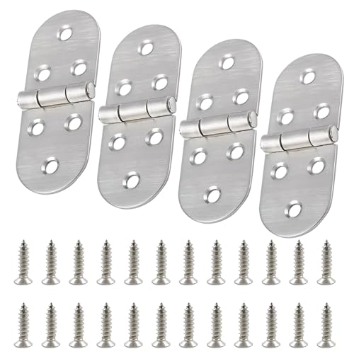 4 Stück 180 Grad Scharniere Klappbar, Edelstahl Scharnier Runde Klappscharnier Klein Möbelscharniere mit Schrauben für Türen Möbel Klapptisch Schrank Garderobe 8 × 3cm von SXTDKMJ