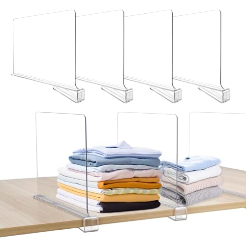 SXTDKMJ Transparente Acryl Regaltrenner, 4 Stück Multifunktionaler Shelf Divider Kleiderschrank Organizer Regalteiler für Küche Schlafzimmer Schränke Bücherregale 30 x 20 cm von SXTDKMJ