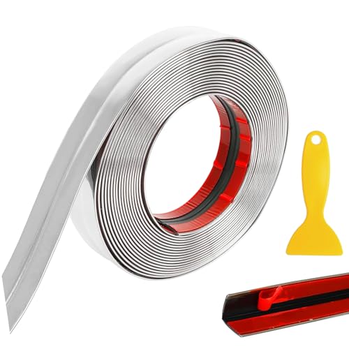 SXTDKMJ Zierleisten Selbstklebend 2cm×10m, Kantenschutz Selbstklebend Wasserdicht Flexible Winkelprofil Schneidbar Eckleiste für Türrahmen Fenster Schränke Tischkantenschutz, Silber von SXTDKMJ