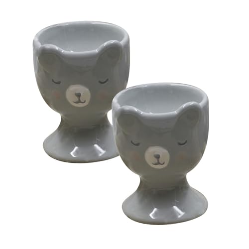 SXTYYH 2 Stück Elegante Keramik-Eierbecher for Weich- Oder Hartgekochte Eier Frühstücksutensilien Eierhalter Esstisch-Design Ostern Egg Holder(Gray) von SXTYYH