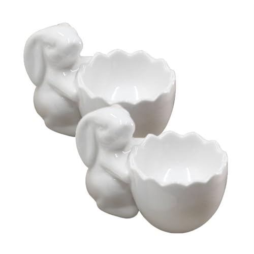 SXTYYH 2 Stück Elegante Keramik-Eierbecher for Weich- Oder Hartgekochte Eier Frühstücksutensilien Eierhalter Esstisch-Design Ostern Egg Holder(White A) von SXTYYH