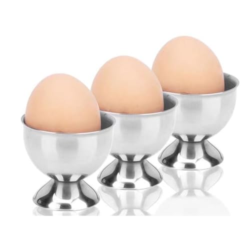 SXTYYH 3 Stück Edelstahl Frühstück Eierbecher for Weich Gekochte Eier Stabil Egg Holderständer for Hart Gekochte Eier Eierhalter for Küche Und Esszimmer von SXTYYH
