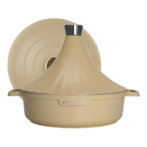SXTYYH Aluminiumguss Großes Fassungsvermögen Tajine Topf Zum Kochen Traditionell Tagine Marokko for Gesunde Und Köstliche Mahlzeiten, Meeresfrüchte-Topf(Khaki) von SXTYYH