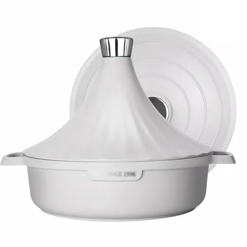 SXTYYH Aluminiumguss Großes Fassungsvermögen Tajine Topf Zum Kochen Traditionell Tagine Marokko for Gesunde Und Köstliche Mahlzeiten, Meeresfrüchte-Topf(Weiß) von SXTYYH