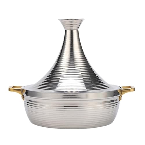 SXTYYH Dreischichtig Verdickt Taji-Topf Tajine Topf Zum Kochen Langlebig Edelstahl 304 Tagine Marokko Mit Konischem Deckel(Silver,30cm) von SXTYYH