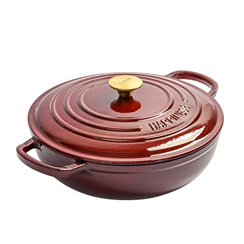 SXTYYH Dutch Oven Gusseiserner Topf Auflaufform Multifunktional Gusseisen Topf Suppentopf Antihaftbeschichtet Schmortopf Mit Deckel Zum Braten Backen Und Grillen(Brownish Red) von SXTYYH