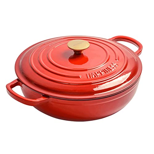 SXTYYH Dutch Oven Gusseiserner Topf Auflaufform Multifunktional Gusseisen Topf Suppentopf Antihaftbeschichtet Schmortopf Mit Deckel Zum Braten Backen Und Grillen(Rot) von SXTYYH