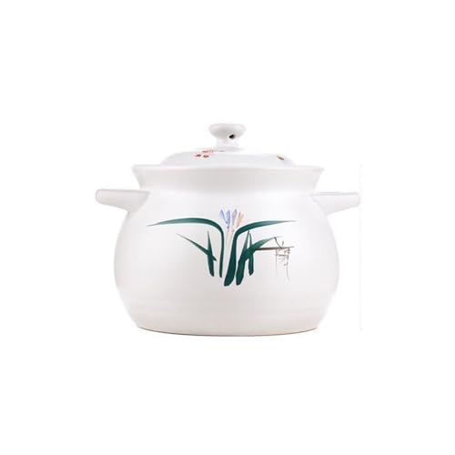 SXTYYH Dutch Oven Keramik Auflaufform Zuhause Großes Fassungsvermögen Hitzebeständig Suppentopf Handbemalt Orchidee Schmortopf Mit Deckel Zum Backen(1.4L) von SXTYYH