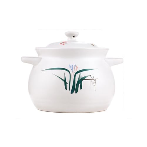 SXTYYH Dutch Oven Keramik Auflaufform Zuhause Großes Fassungsvermögen Hitzebeständig Suppentopf Handbemalt Orchidee Schmortopf Mit Deckel Zum Backen(2.1L) von SXTYYH