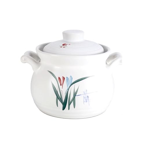 SXTYYH Dutch Oven Keramik Auflaufform Zuhause Großes Fassungsvermögen Hitzebeständig Suppentopf Handbemalt Orchidee Schmortopf Mit Deckel Zum Backen(3.5L) von SXTYYH