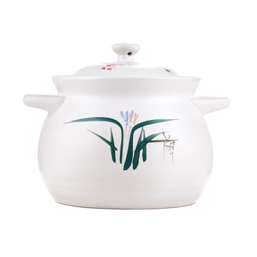 SXTYYH Dutch Oven Keramik Auflaufform Zuhause Großes Fassungsvermögen Hitzebeständig Suppentopf Handbemalt Orchidee Schmortopf Mit Deckel Zum Backen(6.2L) von SXTYYH