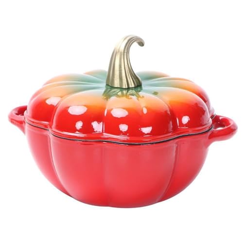 SXTYYH Dutch Oven Mit Deckel Kürbis Emaillierter Topf Doppelte Henkel Gusseisen Topf for Dämpfen, Kochen, Backen, Schmoren Mahlzeiten Herd Und Backofen Schmortopf von SXTYYH