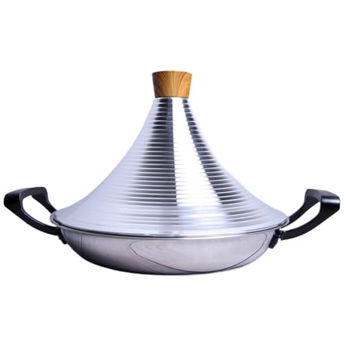 SXTYYH Edelstahl Tajine Topf Mit Griff Und Konischem Deckel Antihaftbeschichtet Kochen Tagine Marokko Kochtopf(34cm) von SXTYYH