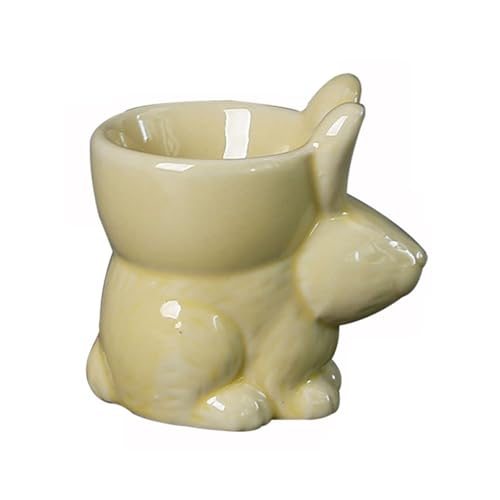 SXTYYH Eierbecher for Weich Gekochte Eier Kreativ Kaninchen Cartoon Frühstück Egg Holder for Hart Gekochte Eier Keramik Eierhalter Leicht Zu Reinigen(Gelb) von SXTYYH