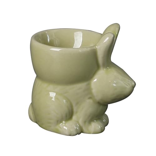 SXTYYH Eierbecher for Weich Gekochte Eier Kreativ Kaninchen Cartoon Frühstück Egg Holder for Hart Gekochte Eier Keramik Eierhalter Leicht Zu Reinigen(GrüN) von SXTYYH