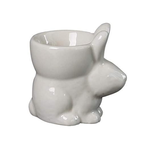 SXTYYH Eierbecher for Weich Gekochte Eier Kreativ Kaninchen Cartoon Frühstück Egg Holder for Hart Gekochte Eier Keramik Eierhalter Leicht Zu Reinigen(Weiß) von SXTYYH