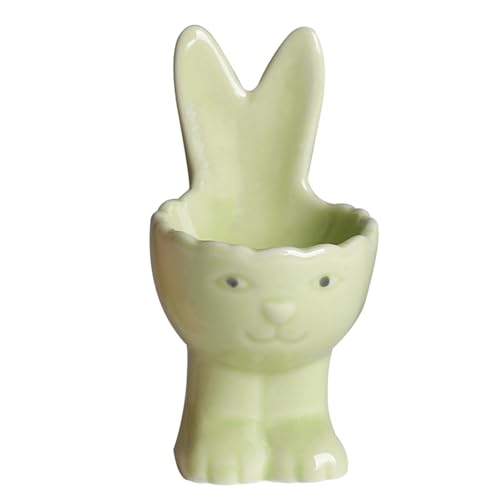 SXTYYH Eierhalter Cartoon Keramik Eierbecher for Weich Gekochte Eier Niedlich Kaninchenform Frühstück Egg Holder for Den Täglichen Gebrauch(GrüN) von SXTYYH