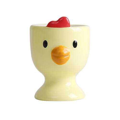 SXTYYH Einfacher Keramik-Eierbecher Porzellan for Weich Gekochte Eier Kreativer Niedlicher Frühstücks-Egg Holderständer for Hart Gekochte Eier Eierhalter Dekoration(Gelb) von SXTYYH