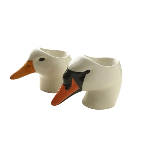 SXTYYH Elegant Keramik Eierbecher for Weich Gekochte Eier Handbemalt Tierförmig Frühstückshalter Egg Holder for Eier Mit Flüssigem Eigelb Eierhalter for Den Esstisch(Black+white) von SXTYYH