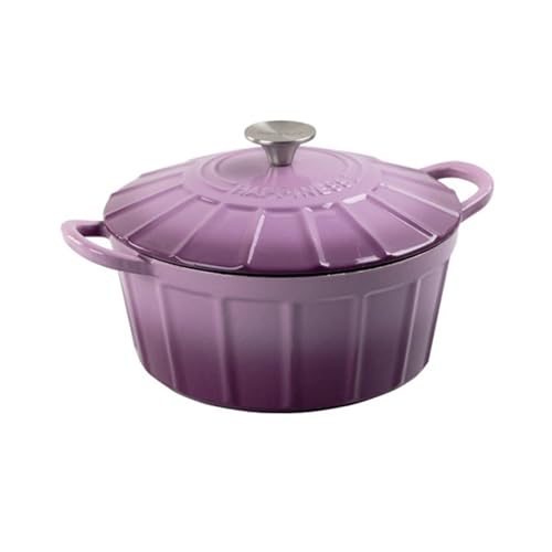 SXTYYH Emailliert Suppentopf Multifunktional Dutch Oven Schmortopf Mit Deckel for Induktionsherd Gusseisen Topf Antihaftbeschichtet for Brotsuppen Eintöpfe(Purple) von SXTYYH