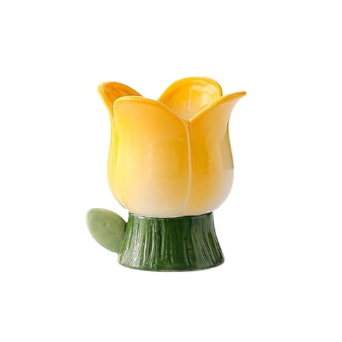 SXTYYH Frühstück Keramik Eierbecher Blumenformen Egg Holder for Gekochte Eier Eierhalter Kreative Geschenke Dekoration for Küche Und Esszimmer(Gelb) von SXTYYH