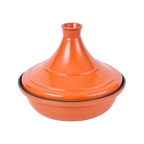 SXTYYH Gusseisen Emaille-Topf Tajine Topf Zum Kochen Tagine Marokko for Herd Und Backofen, Verbessert Den Geschmack for Restaurantqualität(Orange,28cm) von SXTYYH