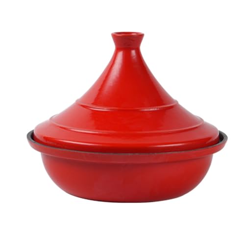 SXTYYH Gusseisen Emaille-Topf Tajine Topf Zum Kochen Tagine Marokko for Herd Und Backofen, Verbessert Den Geschmack for Restaurantqualität(Rot,28cm) von SXTYYH