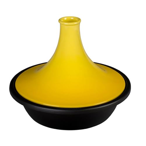 SXTYYH Gusseisen Tajine Topf Traditioneller Tagine Marokko Zum Kochen for Herd Und Backofen, Mit Konischem Keramikdeckel for Aromatische Gerichte(Gelb) von SXTYYH