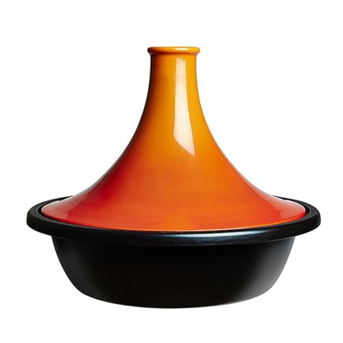 SXTYYH Gusseisen Tajine Topf Traditioneller Tagine Marokko Zum Kochen for Herd Und Backofen, Mit Konischem Keramikdeckel for Aromatische Gerichte(Orange) von SXTYYH
