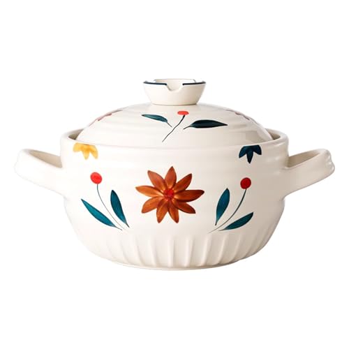 SXTYYH Handbemalt Auflaufform Dutch Oven Keramik Robuster Topf Zum Schmoren Backen Herd Vielseitig Küche Schmortopf Mit Deckel(3500ml) von SXTYYH