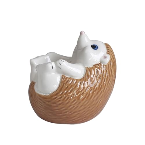 SXTYYH Handbemalt Cartoon Tierförmig Keramik Eierbecher for Weich Und Hart Gekochte Eier Dekorativ Eierhalter Hart Gekochte Egg Holder Spülmaschinenfest(Brown) von SXTYYH