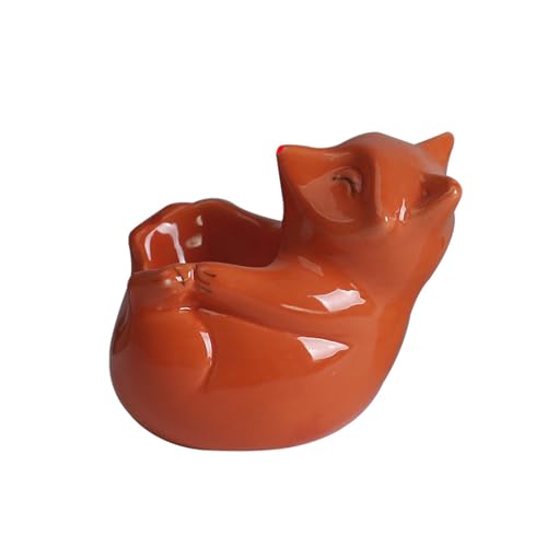 SXTYYH Handbemalt Cartoon Tierförmig Keramik Eierbecher for Weich Und Hart Gekochte Eier Dekorativ Eierhalter Hart Gekochte Egg Holder Spülmaschinenfest(Rot) von SXTYYH