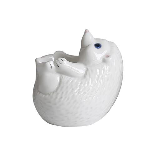 SXTYYH Handbemalt Cartoon Tierförmig Keramik Eierbecher for Weich Und Hart Gekochte Eier Dekorativ Eierhalter Hart Gekochte Egg Holder Spülmaschinenfest(Weiß) von SXTYYH