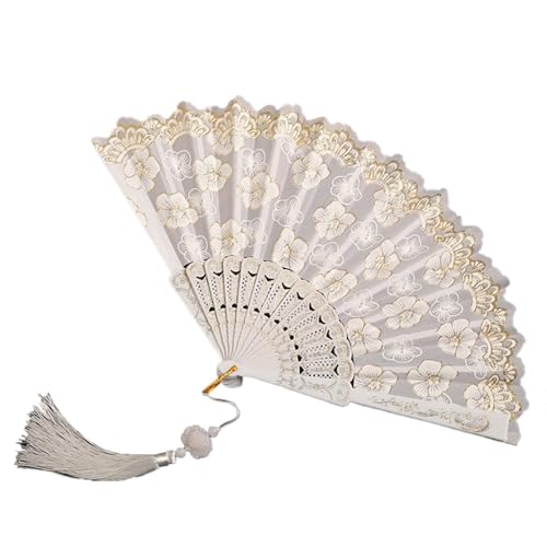 SXTYYH Handheld Faltbare Fächer Retro Spitze Dekorativ Handfächer Zusammenklappbar Mode Accessoires Und Geschenke for Hochzeit Party Und Auftritt(Apricot) von SXTYYH