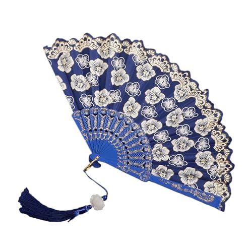 SXTYYH Handheld Faltbare Fächer Retro Spitze Dekorativ Handfächer Zusammenklappbar Mode Accessoires Und Geschenke for Hochzeit Party Und Auftritt(Blau) von SXTYYH