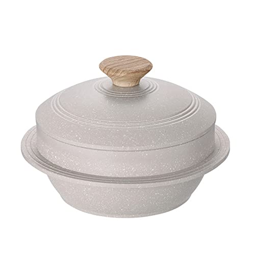 SXTYYH Induktionsherd Gasherd Schmortopf Mit Deckel Eintopf-Topf Hitzebeständig Auflaufform Steintopf Dutch Oven Zum Kochen, Brot Backen(Weiß) von SXTYYH