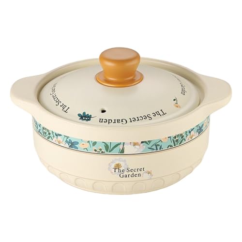 SXTYYH Japanischer Stil Dutch Oven Keramik Auflaufform Wärmeverteilung Antihaftbeschichtung Schmortopf Mit Deckel Mit Zwei Griffen(2.5L) von SXTYYH