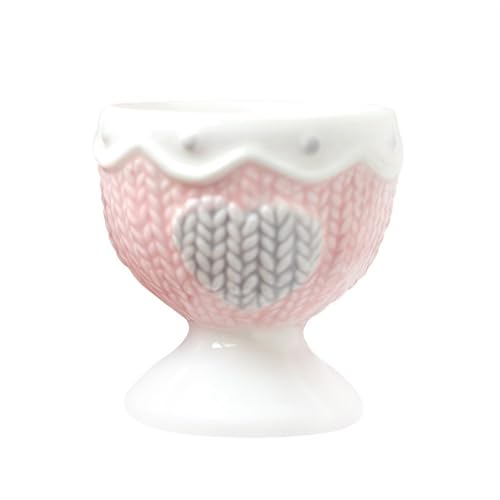SXTYYH Keramik Egg Holder for Weich Gekochte Eier Mit Flüssigem Eigelb Frühstück Eierbecher Handbemalt Relief Eier Frühstückseihalter for Einfache Reinigung Eierhalter(Pink,1Pcs) von SXTYYH