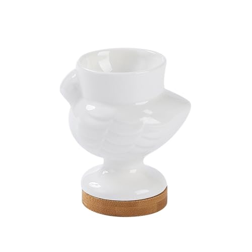 SXTYYH Keramik Eierbecher for Weich Gekochte Eier Flüssiges Eigelb Niedliche KüKenform Egg Holder Kreativ Frühstück Eierhalter(Weiß) von SXTYYH