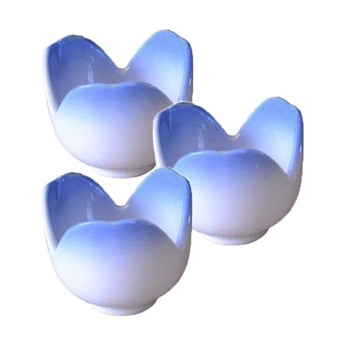 SXTYYH Kreativer Blütenförmiger Keramik-Eierbecherständer for Weich Gekochte Eier 3 Stück Frühstück Eleganter Egg Holder for Hart Gekochte Eier Küchenzubehör Eierhalter(Blau) von SXTYYH