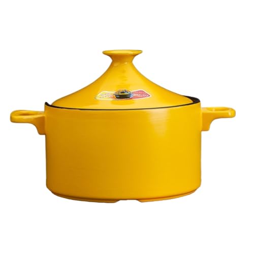 SXTYYH Tajine Topf Zum Kochen Handgefertigter Glasierter Ton Tagine Marokko for Schmackhafte Marokkanische Gerichte, Couscous, Tagines Und Gesunde Mahlzeiten, Auflaufform(Gelb) von SXTYYH